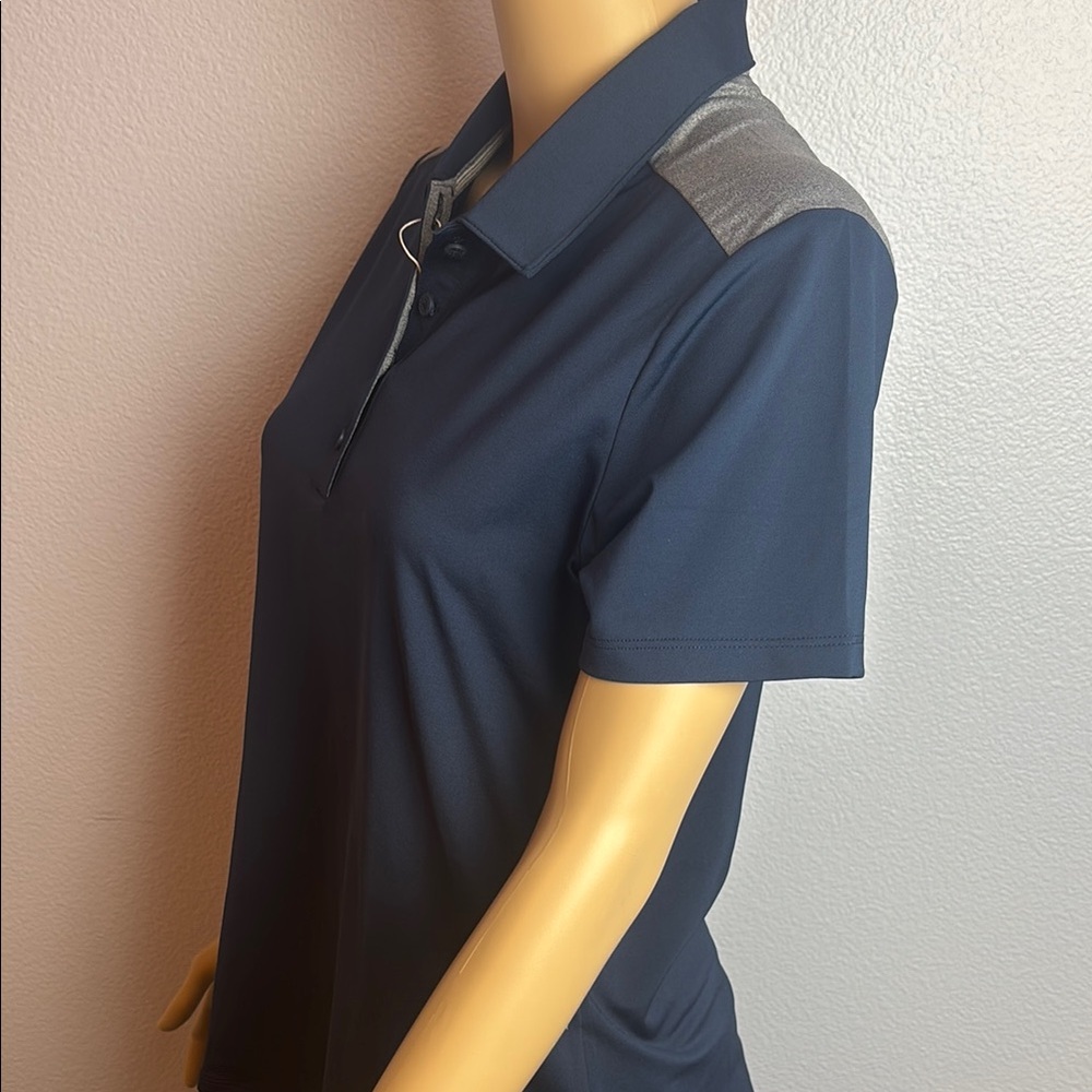 Adidas Blue Fitted Buttoned Tennis Golf Polo Shirt - Picture 9 of 16
